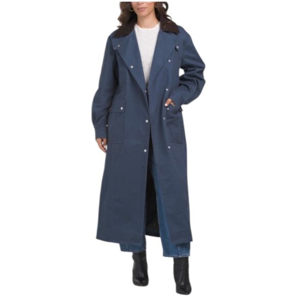 AVEC LES FILLES Asymmetrical Utility Cotton Blend Twill Trench Coat - Picture 1 of 3